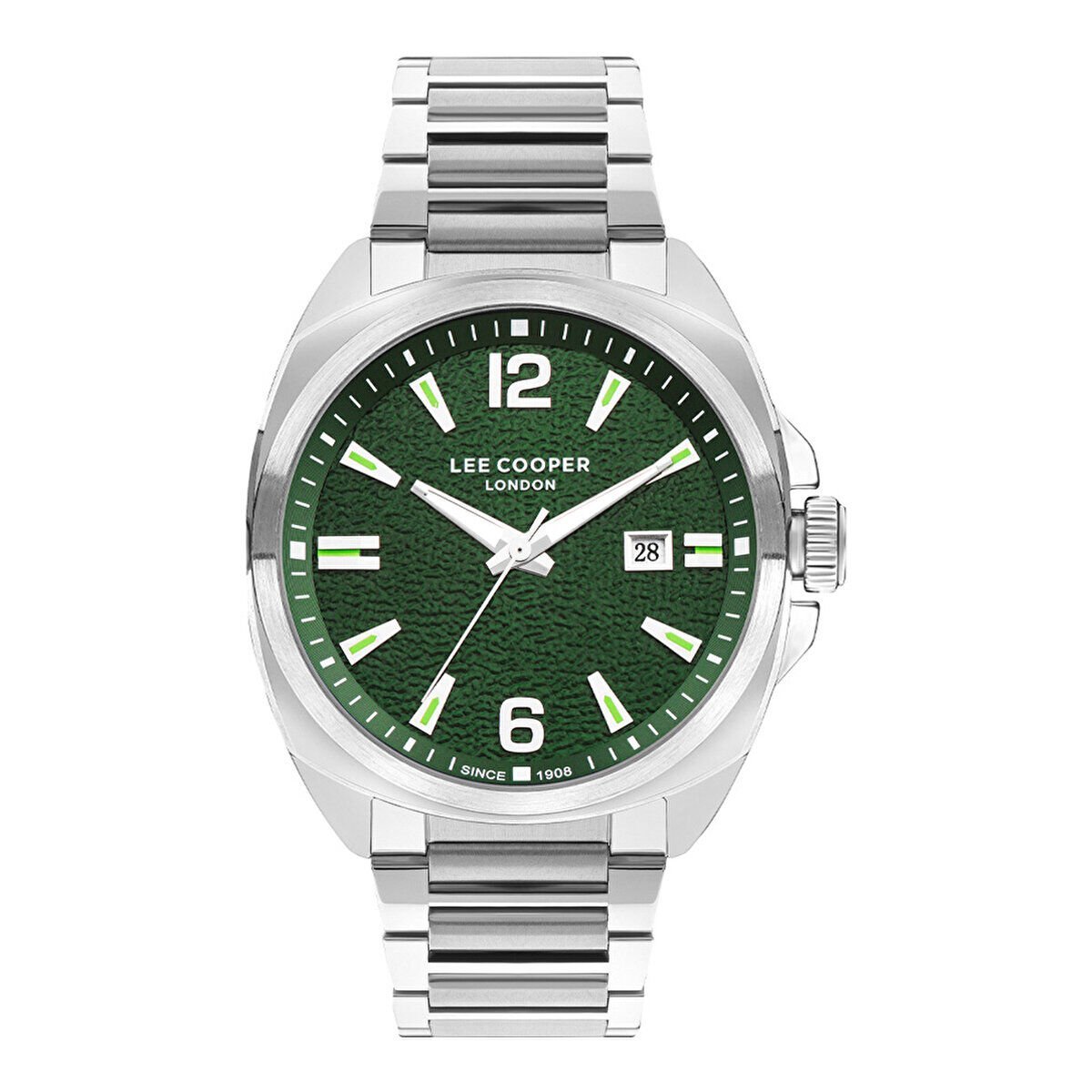 Lee Cooper Yeşil Kadran Erkek Kol Saati, 46mm,  Mineral Cam, 5ATM