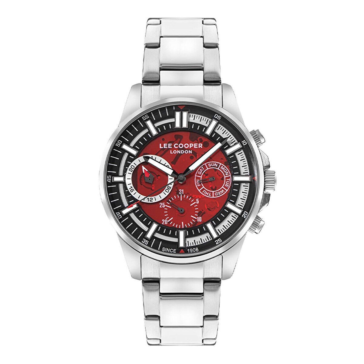 Lee Cooper Erkek Kol Saati, 45mm, Paslanmaz Çelik, Mineral Cam, 5ATM