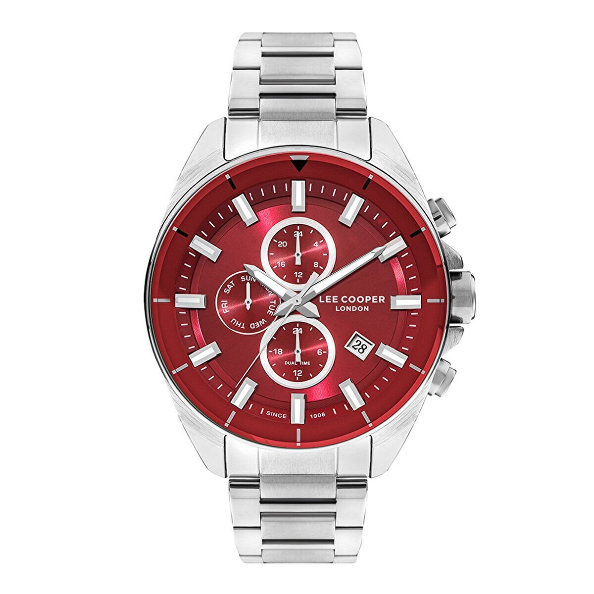 Lee Cooper Çelik Kırmızı Kadran Erkek Kol Saati – Güçlü ve Şık Tasarım