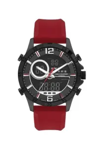 Lee Cooper Dijital & Analog Erkek Kol Saati 42mm Kırmızı Silikon Kordon 5ATM Su Geçirmez