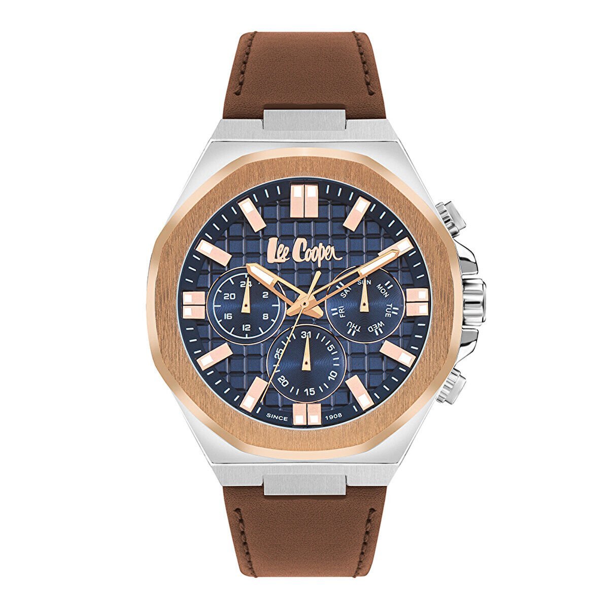 Lee Cooper Erkek Kol Saati Deri Kordon Quartz Mineral Cam Gümüş Kasa