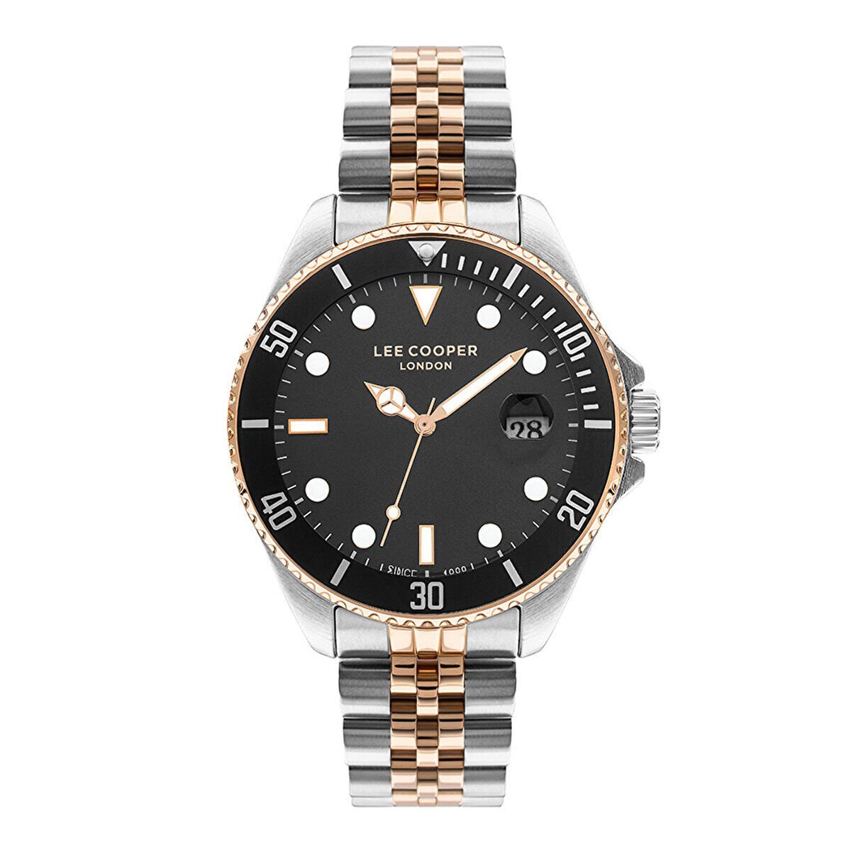 Lee Cooper Gümüş-Altın Kordon Erkek Kol Saati 43mm – 5 ATM