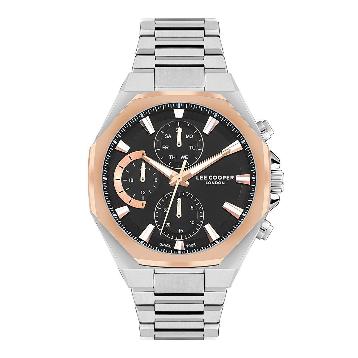 Lee Cooper Gümüş Kordon Erkek Kol Saati 44mm – 5 ATM