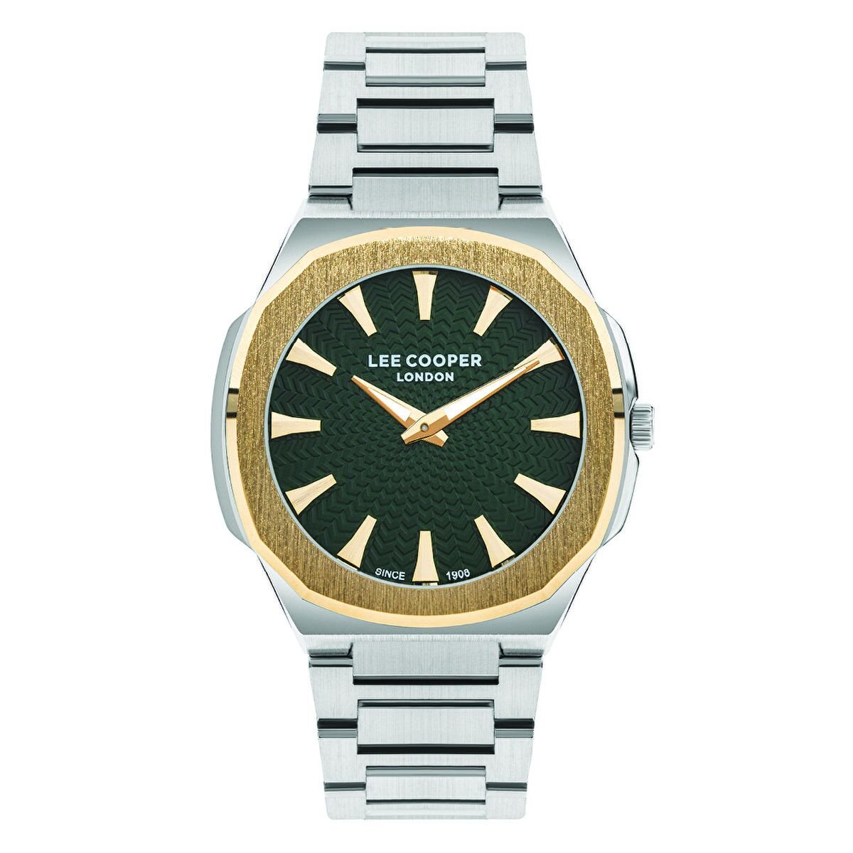 Lee Cooper Gümüş Kordon Yeşil Kadran Erkek Kol Saati – 5 ATM