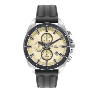 Lee Cooper Bej Multifonksiyon Erkek Kol Saati – Gri Silikon Kordon, 5 ATM