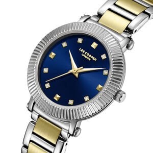 Lee Cooper Kadın Kol Saati, 35mm, Lacivert Kadran, Gümüş&Altın Kordon,3 ATM