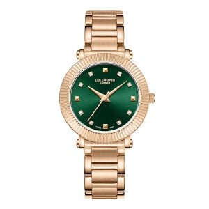 Lee Cooper Kadın Kol Saati – 35 mm, Yeşil Kadran, Rose Gold, 3 ATM