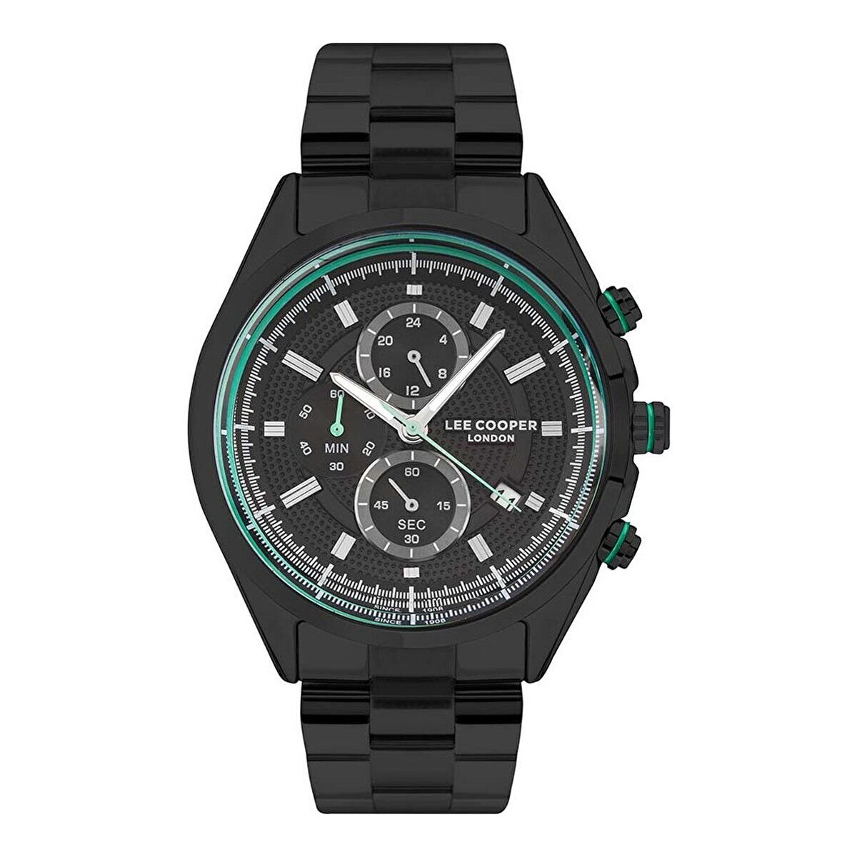 Lee Cooper Erkek Kol Saati, 46mm, Siyah Kordon, Mineral Cam, 5ATM