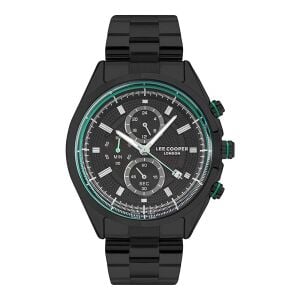 Lee Cooper Erkek Kol Saati, 46mm, Siyah Kordon, Mineral Cam, 5ATM