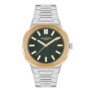 Lee Cooper Erkek Kol Saati 43 mm Yeşil Kadran Altın Kasa Metal Kordon 5 ATM
