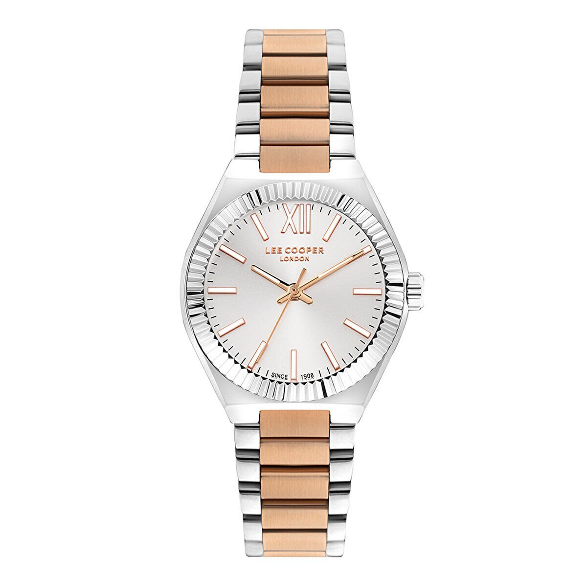 LE COOPER Gümüş Pembe Altın Kadran Kadın Kol Saati – 3 ATM