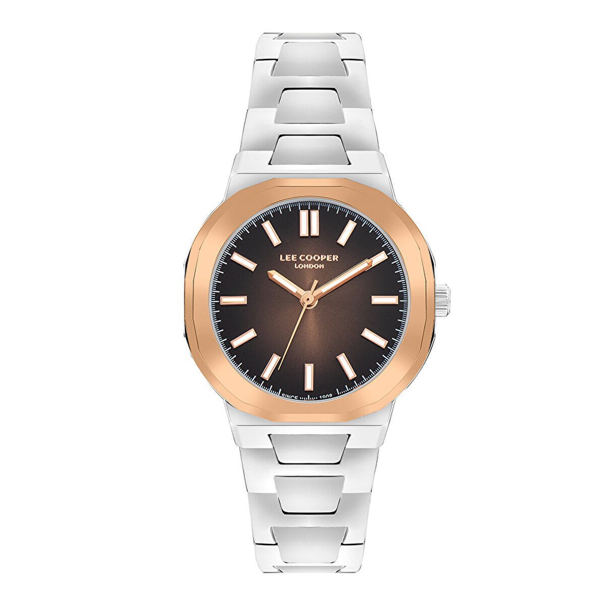 Lee Cooper Kahverengi Kadran Gümüş Metal Kol Saati – 3 ATM, Mineral Cam