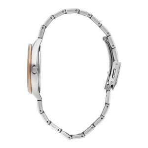 Lee Cooper Kadın Kol Saati – Beyaz Kadran, Gümüş / Pembe Altın, 34 mm, 3 ATM