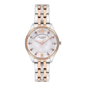 Lee Cooper Kadın Kol Saati – Beyaz Kadran, Gümüş / Pembe Altın, 34 mm, 3 ATM