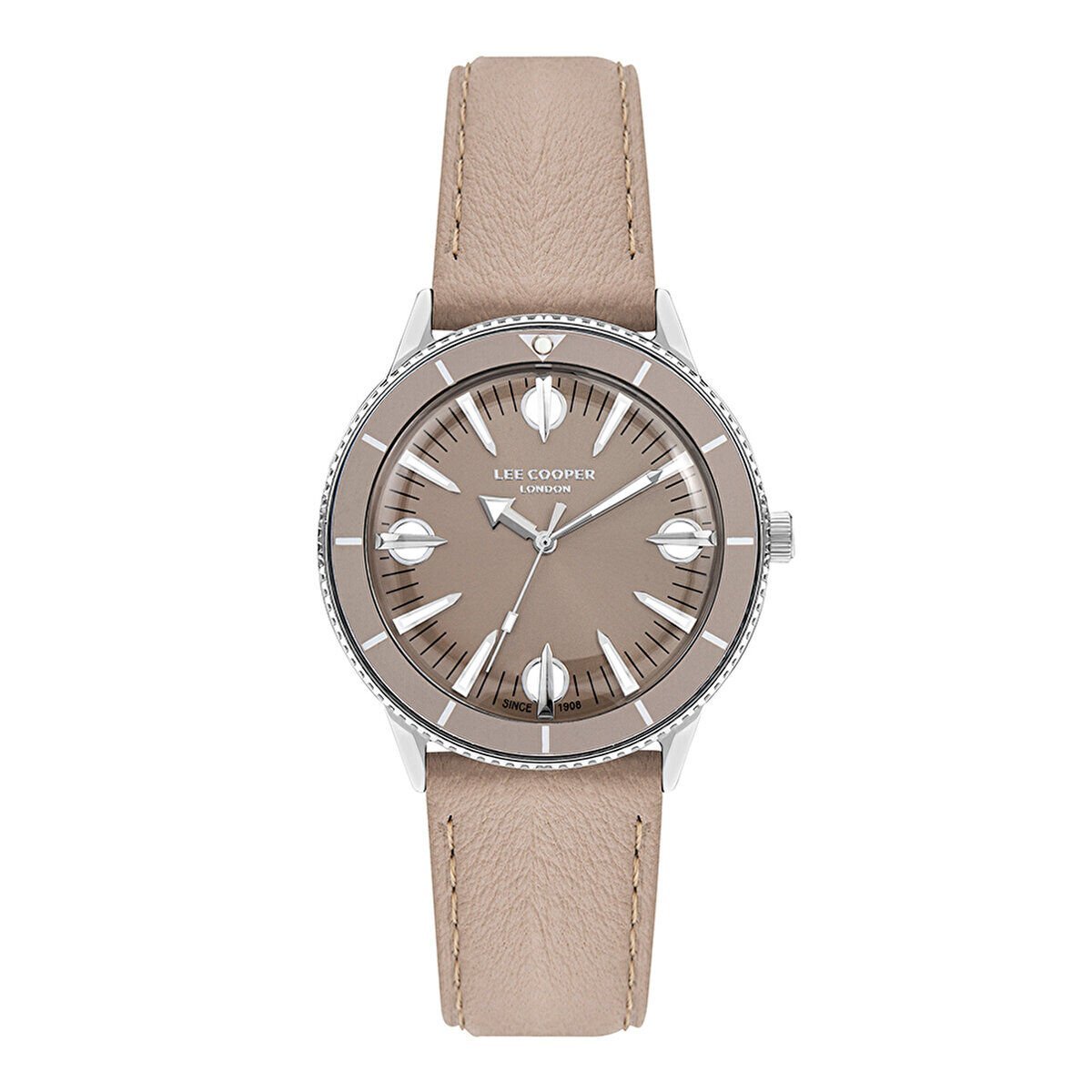 Lee Cooper Kadın Kol Saati – Bej Kadran, Bej Deri Kordon, 36 mm, 3 ATM