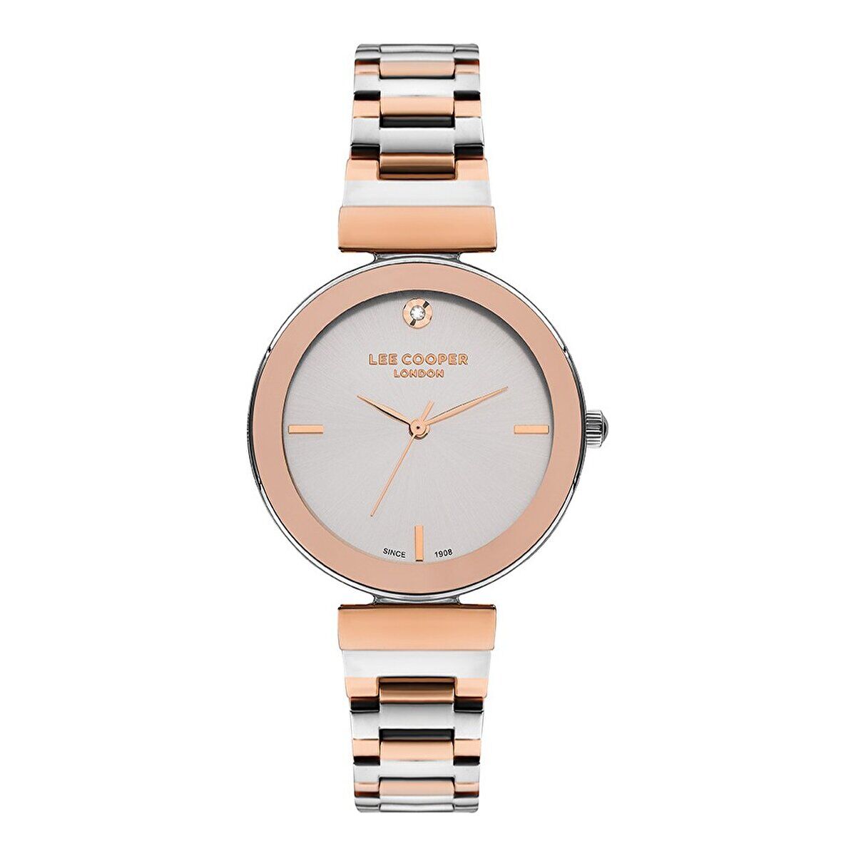 Lee Cooper Kadın Kol Saati – Gümüş Kadran, Gümüş / Pembe Altın, 35 mm, 3 ATM