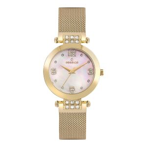 Essence Kol Saati Çelik Altın Renk Silikon Kordon Beyaz Taşlı Kadran 3ATM