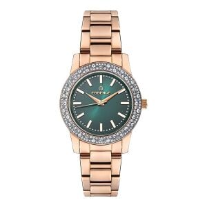 Essence Kol Saati Rose Gold Taşlı Koyu Yeşil Kadran Paslanmaz Çelik 5ATM