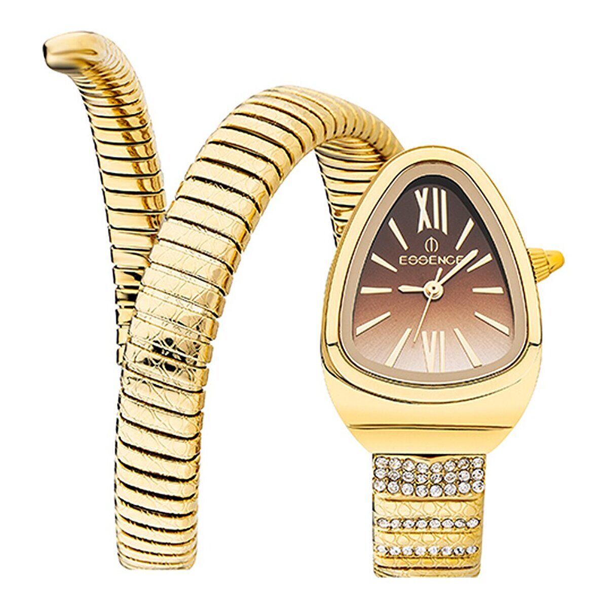 Essence Kol Saati – Altın Renk Çelik Kordon, Kahverengi Kadran, 5 ATM