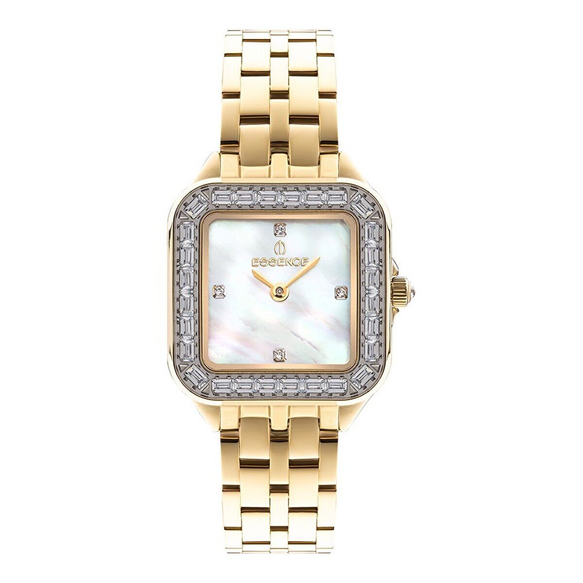 Essence Kadın Kol Saati – Gold Kordon, Beyaz Taşlı Kadran