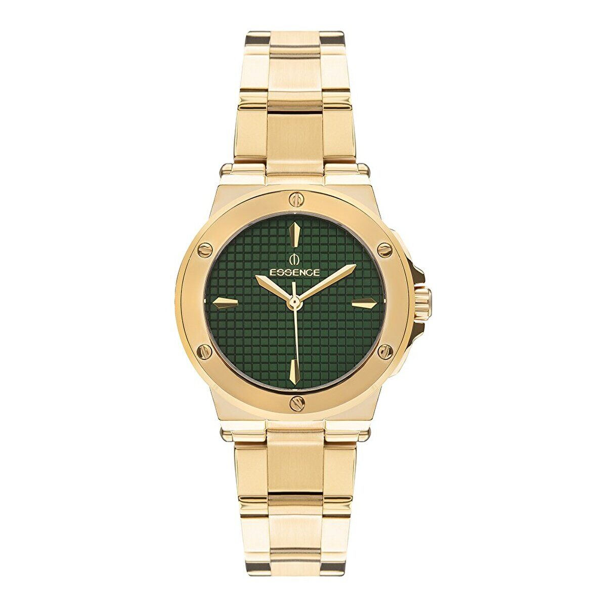 Essence Kadın Kol Saati – Gold Kordon, Koyu Yeşil Kadran