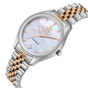 Beverly Hills Polo Club Kadın Kol Saati 34 mm Beyaz Kadran Gümüş Rose Seramik Kordon 5 ATM