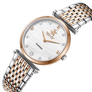 Beverly Hills Polo Club Kadın Kol Saati Rose Gold Silver Kordon Beyaz Kadran Safir Kaplamalı Cam