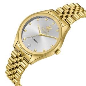 Beverly Hills Polo Club Kadın Kol Saati 34 mm Beyaz Kadran Gold Kordon 5 ATM