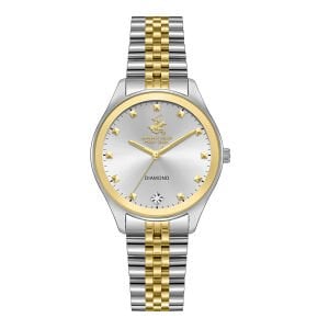 Beverly Hills Polo Club Kadın Kol Saati 34 mm Beyaz Kadran Gümüş Gold Kordon 5 ATM