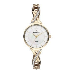 Essence Kadın Kol Saati 35 mm Beyaz Kadran Gold Taşlı Kordon 3 ATM