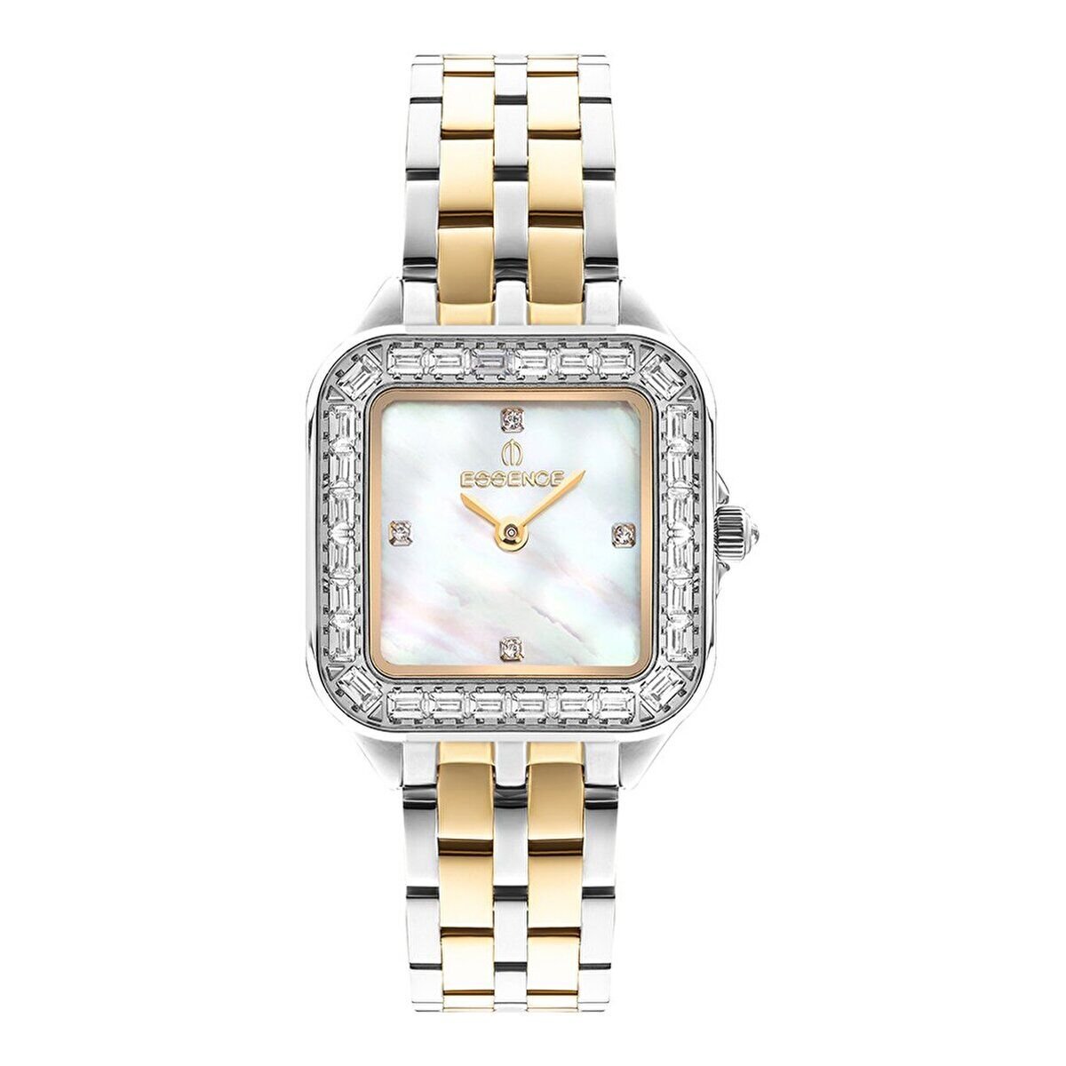 Essence Kol Saati Beyaz Taşlı Kadran Silver Altın Çelik Kordon Su Geçirmez Kasa 5 ATM