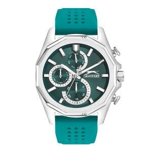 Slazenger 48,75 mm Kol Saati Yeşil Silikon Kordon 5 ATM Su Geçirmez Mineral Cam