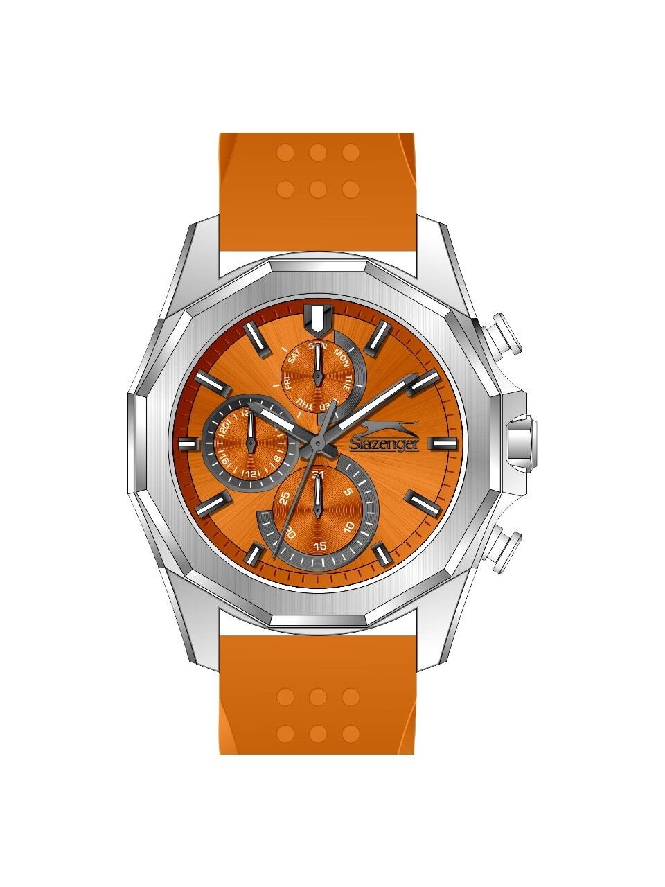 Slazenger Erkek Kol Saati 45 mm Turuncu Kadran Turuncu Silikon Kordon 5 ATM
