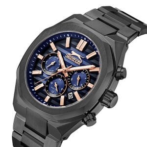 Slazenger Erkek Kol Saati 43 mm Siyah Kadran Siyah Kordon 5 ATM