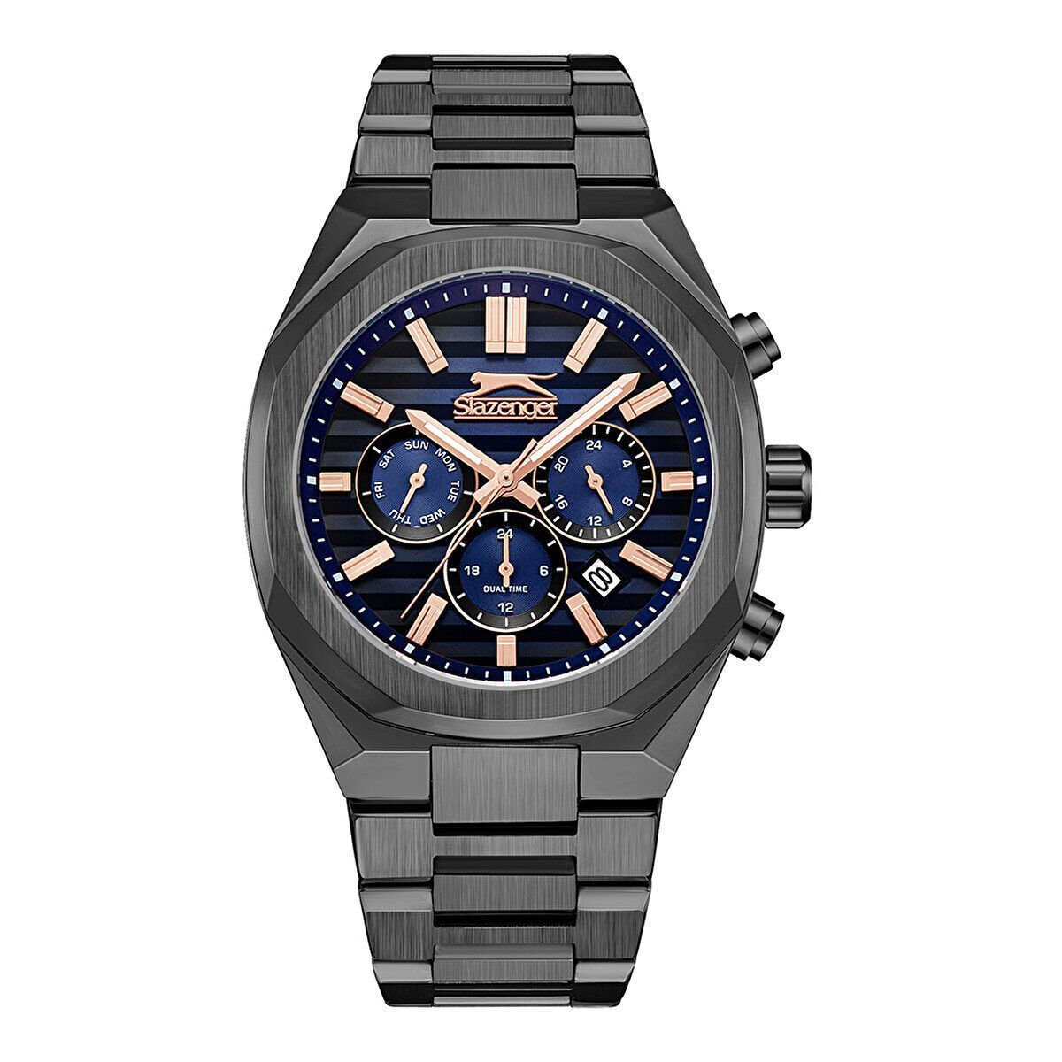 Slazenger Erkek Kol Saati 43 mm Siyah Kadran Siyah Kordon 5 ATM