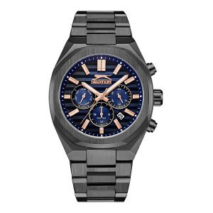 Slazenger Erkek Kol Saati 43 mm Siyah Kadran Siyah Kordon 5 ATM