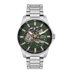 Slazenger Otomatik Erkek Kol Saati 44 mm Yeşil Kadran Metal Kordon 5 ATM
