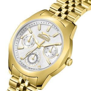 Slazenger Kadın Kol Saati – 33 mm, Altın Kordon, Beyaz Kadran, 5 ATM