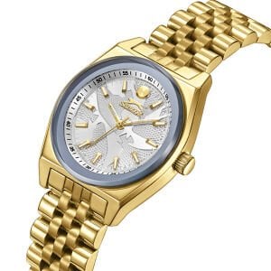 Slazenger Kadın Kol Saati – Altın Kordon, Gümüş Kadran, 3 ATM, Mineral Cam