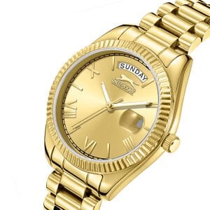 Slazenger Kadın Kol Saati – Altın Kordon, Altın Kadran, 3 ATM, Mineral Cam