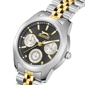 Slazenger Kadın Kol Saati – 33 mm, Altın Metal Kordon, Kurşun Kadran, 5 ATM