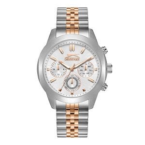 Slazenger Erkek Kol Saati – 43 mm, Rose Gold Metal Kordon, Gümüş Kadran, 10 ATM