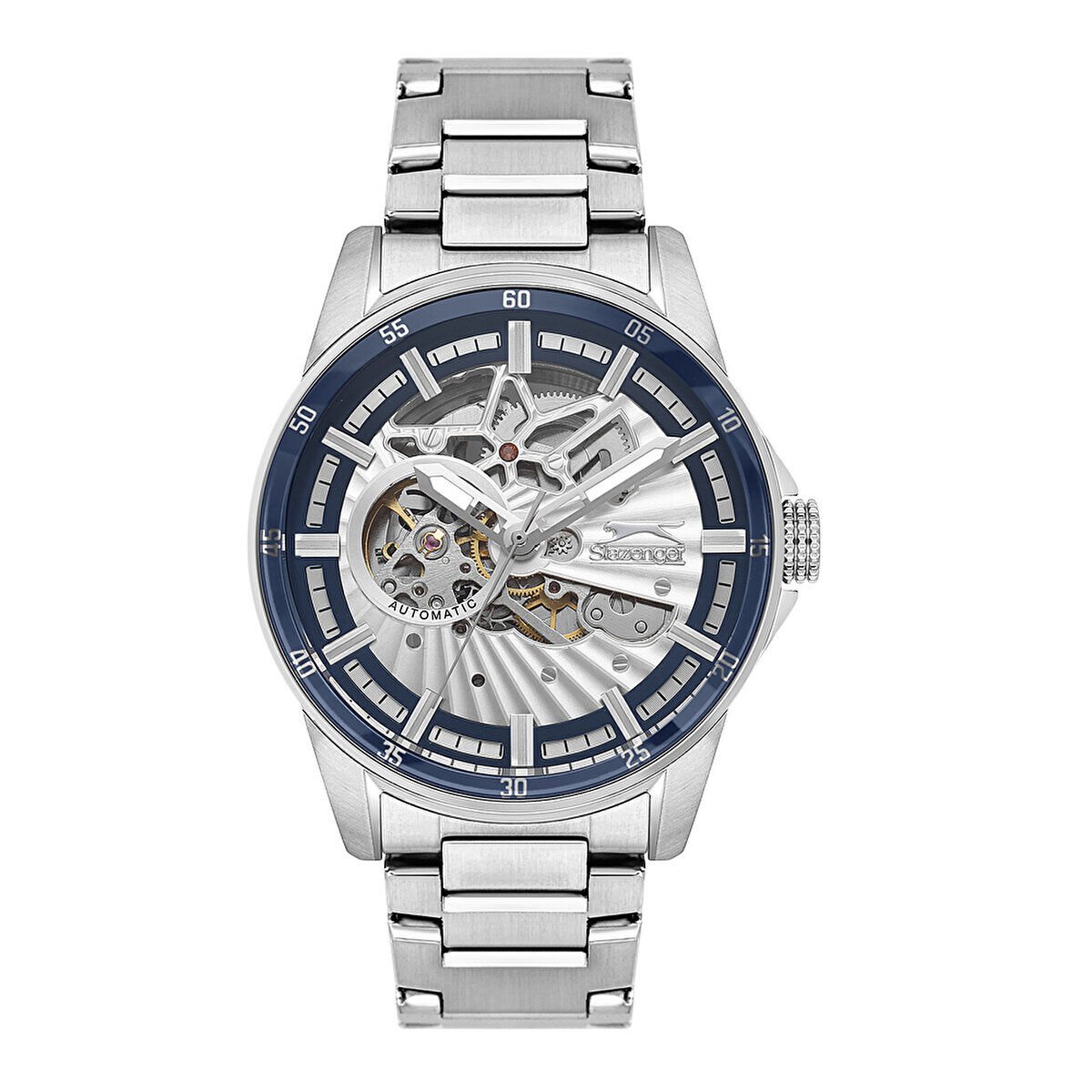 Slazenger Erkek Kol Saati – 44 MM, Gümüş Metal Kordon, Gümüş Kadran, 10 ATM