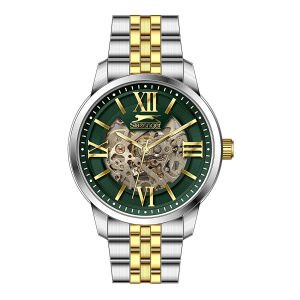 Slazenger Erkek Kol Saati – Gümüş & Altın Kordon, Yeşil Kadran, 5 ATM OTOMATİK