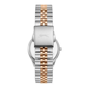 Slazenger Kol Saati – Rose Gold & Silver Kordon, Beyaz Taşlı Kadran, 5 ATM, Mineral Cam