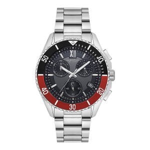 Quantum Erkek Kol Saati Paslanmaz Çelik Kasa Silver Kordon Lacivert Kadran Kırmızı Mavi Detay 10 ATM