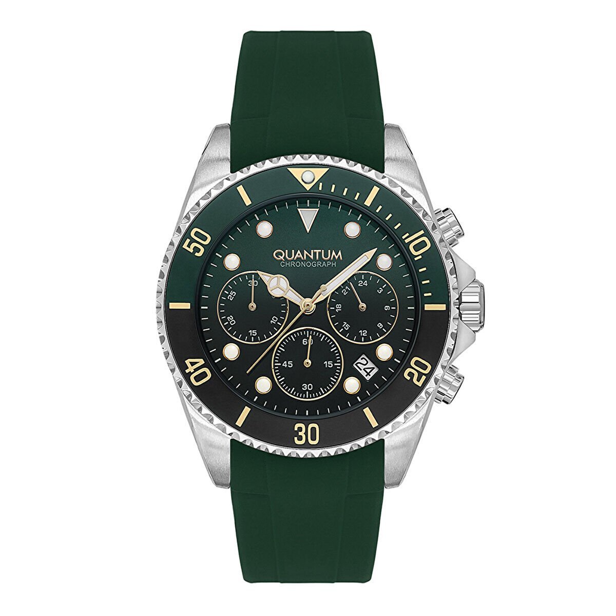 Quantum Erkek Kol Saati 44 MM Yeşil Silikon Kordon 10 ATM