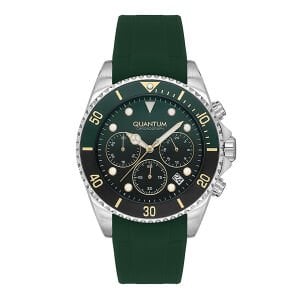 Quantum Erkek Kol Saati 44 MM Yeşil Silikon Kordon 10 ATM