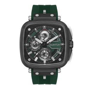 Quantum Erkek Kol Saati 44 MM Safir Cam Multifonksiyon Silikon Kordon 5 ATM