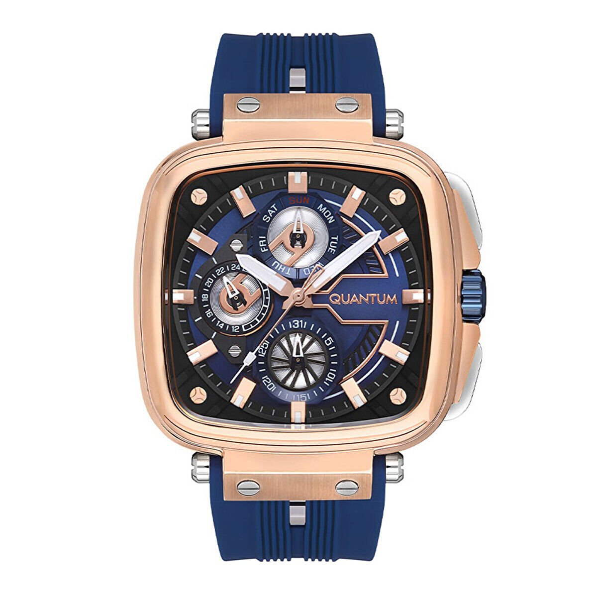 Quantum Erkek Kol Saati 44 MM Lacivert Silikon Kordon 5 ATM